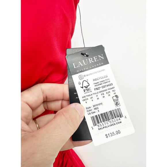 Lauren Ralph Lauren Red Underwire Ruffle Surplice V-Neck One Piece Swimsuit NWT - Picture 6 of 6